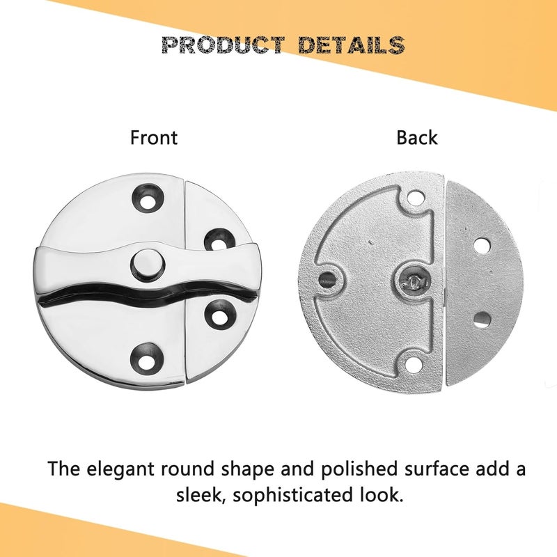 DIALESHU Heavy Duty Marine Boat Door Catch Latch 316 Stainless Steel, 1.69" (43 mm) Hatch Round Turn Button Twist Catch Latch with Screws(2-Pack) - Image 5